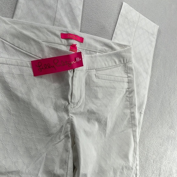NWT Lilly Pulitzer 4 White‎ Textured Kelly Skinny Ankle Pant Bohemian Boho - Picture 1 of 15